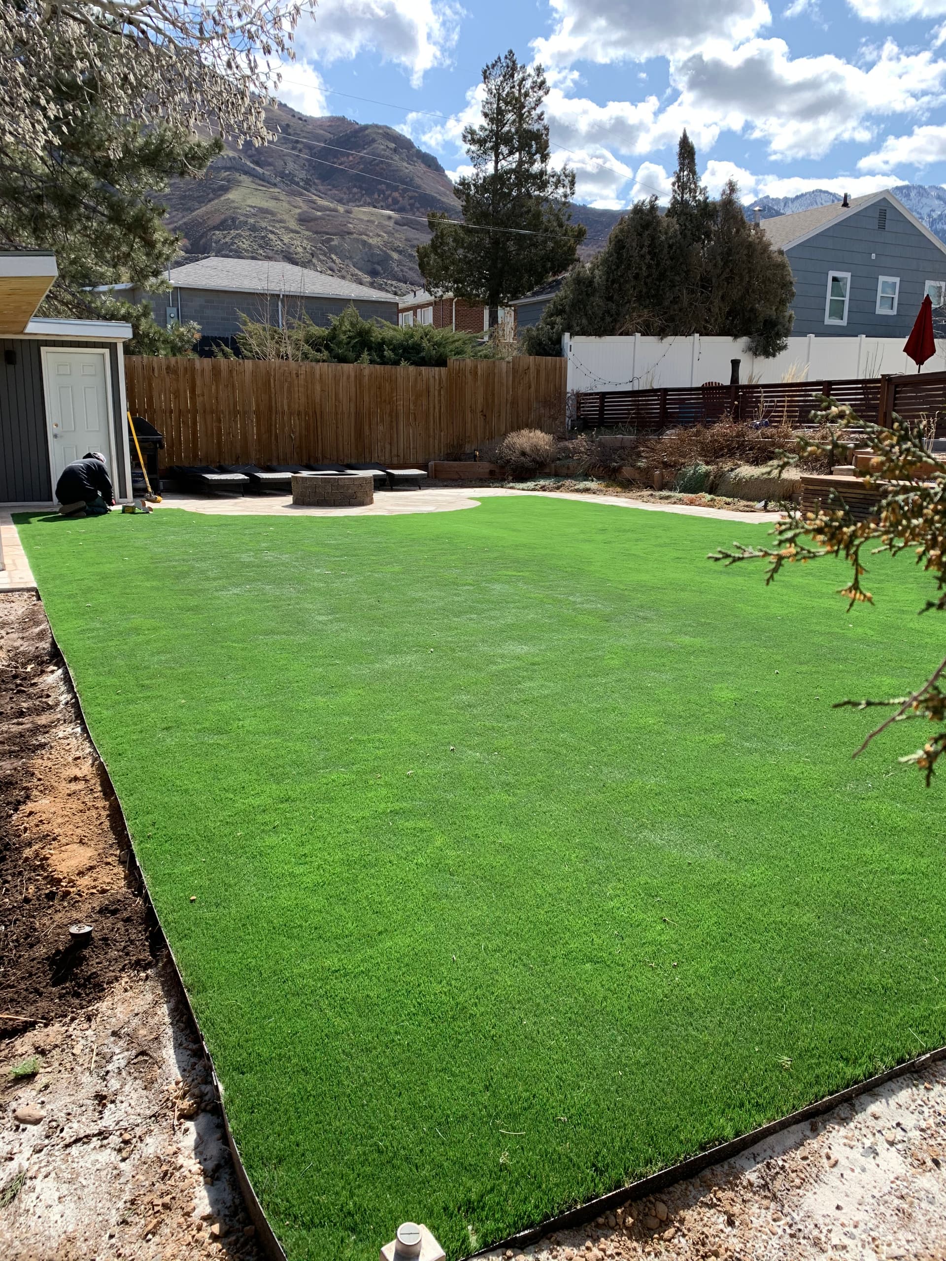 Gallery photos for Pool Demo to Family Backyard with Artificial Turf and Fire Pit: Image #1