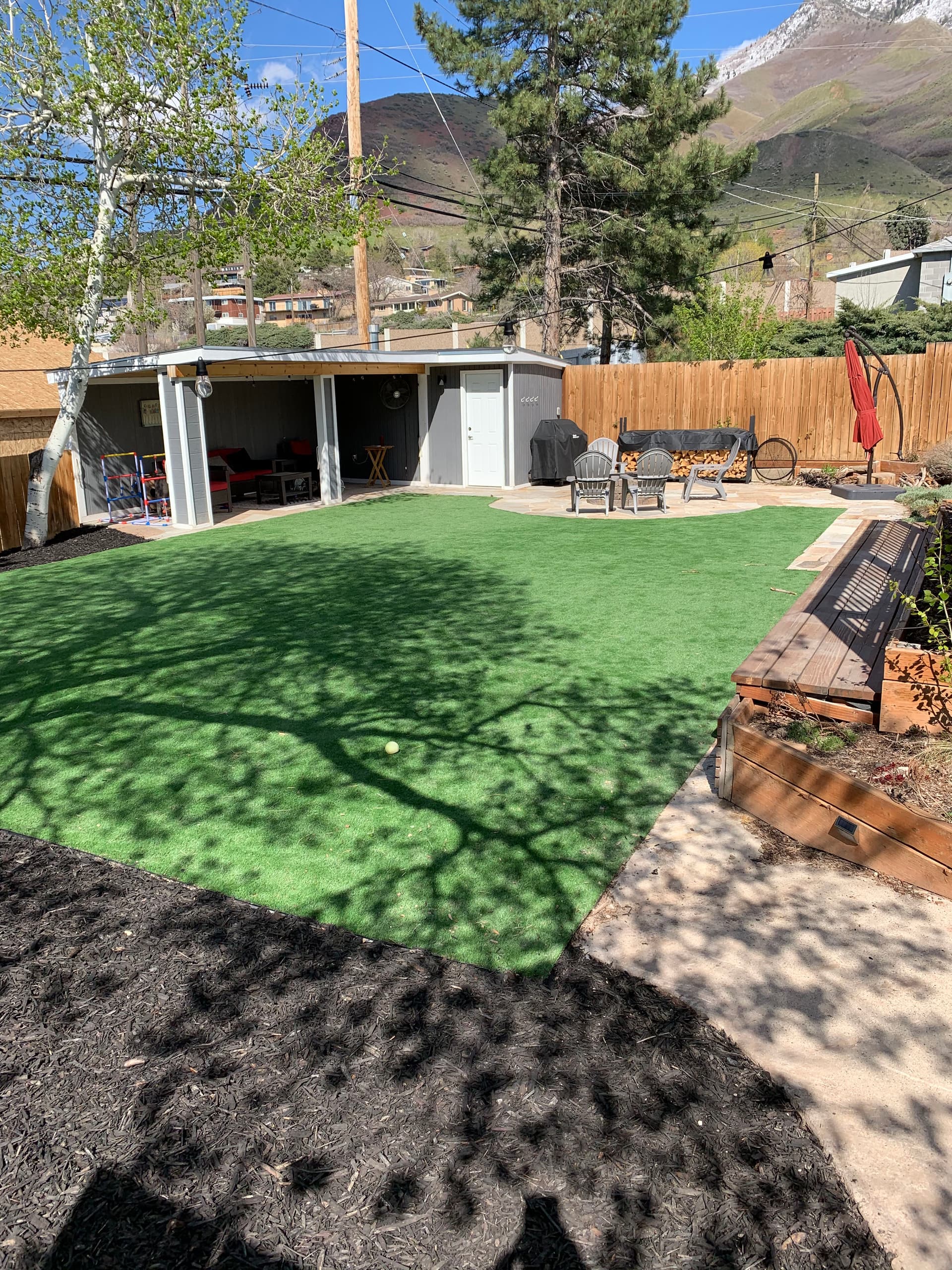 Gallery photos for Pool Demo to Family Backyard with Artificial Turf and Fire Pit: Image #2