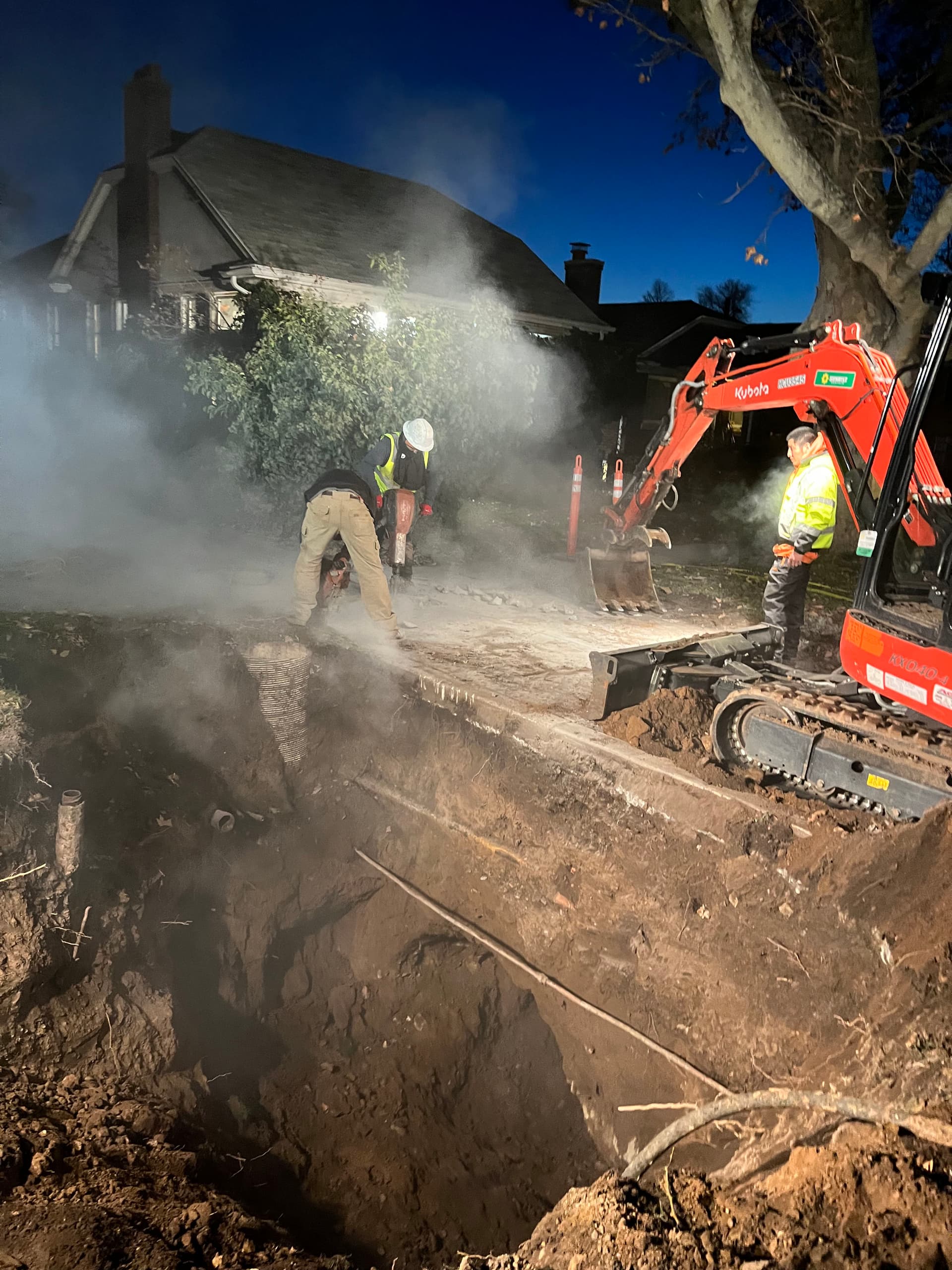 Gallery photos for Sewer Line Repair After Fiber Optic Crew Struck Underground Pipe: Image #4
