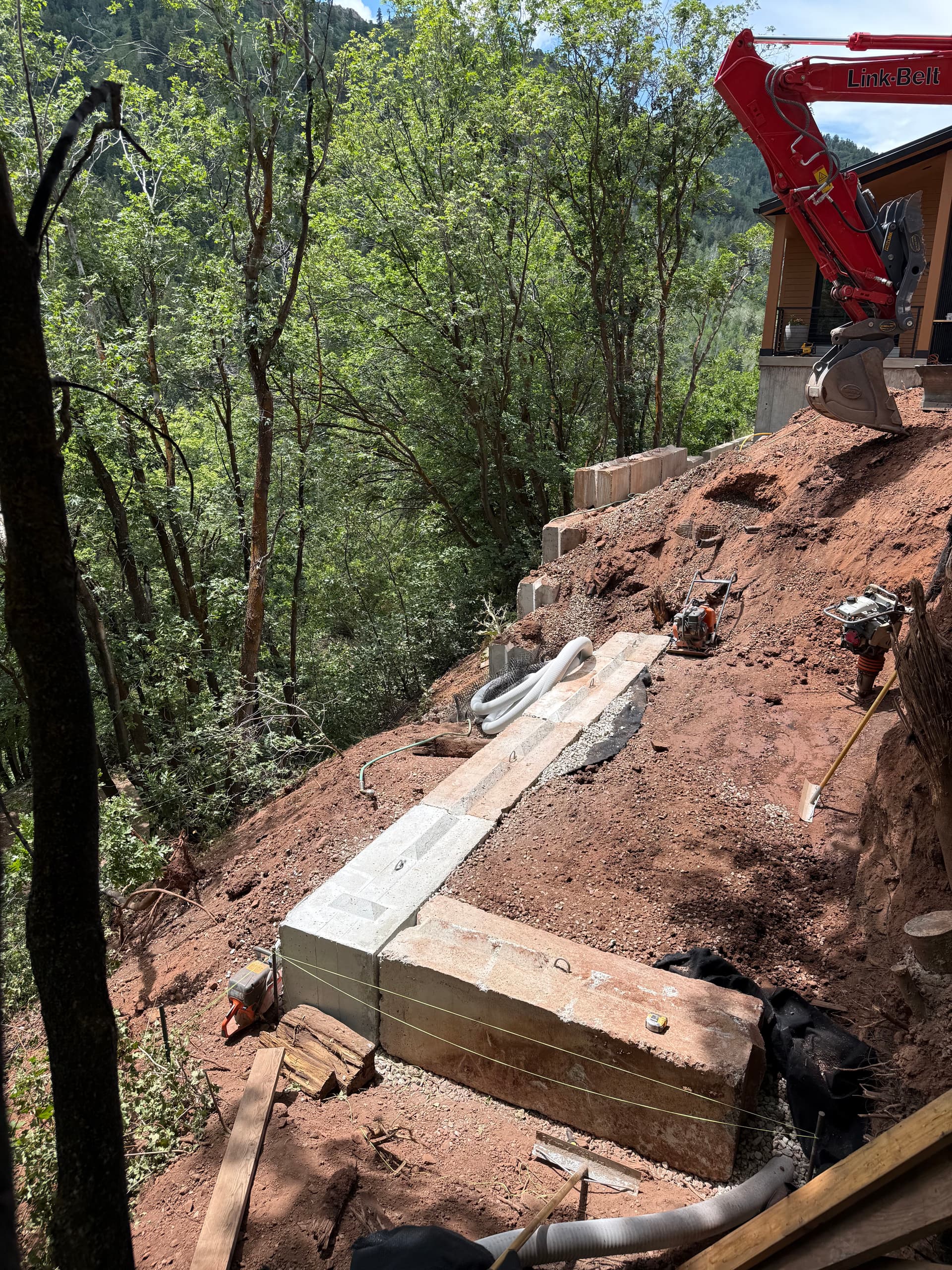 Gallery photos for Massive Concrete Block Retaining Wall Built for a Cabin-Area Slope: Image #4